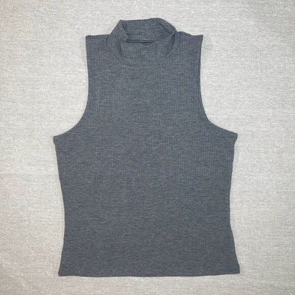 Aero - Seriously Soft | NWT Gray Mock Neck Sleeveless Crop Top | Small - Picture 1 of 5